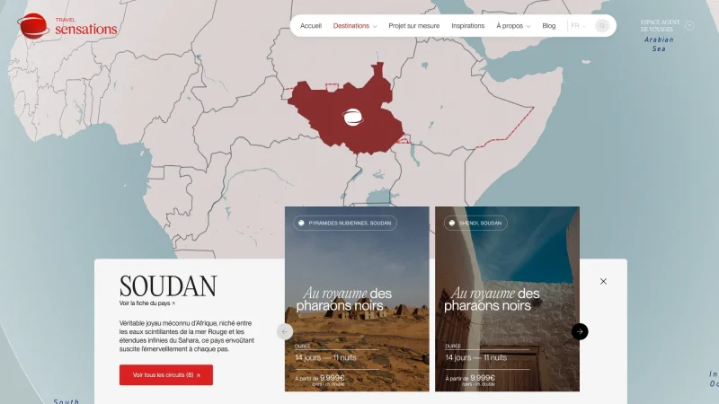 Design custom du monde en 3D pour afficher les voyages de Travel Sensations