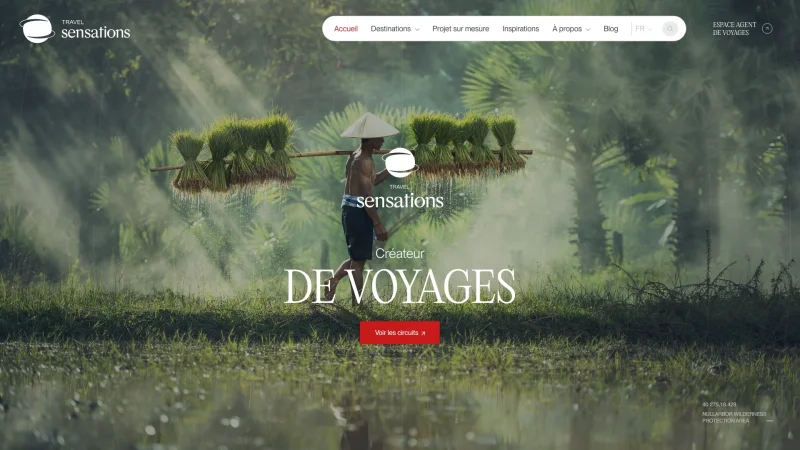 Design premium du site web de Travel Sensations