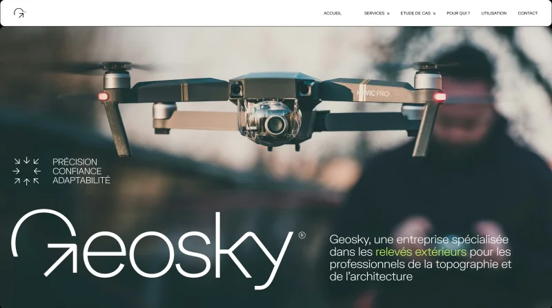 Custom webdesign by our team of ui/ux design experts for Geosky, expert in outdoor drone surveys