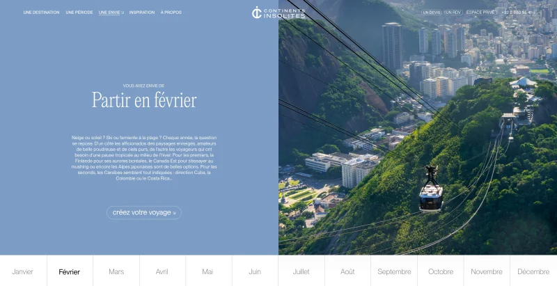 Design  premium du site de voyages pour continents insolites réalisé par notre agence web en Belgique