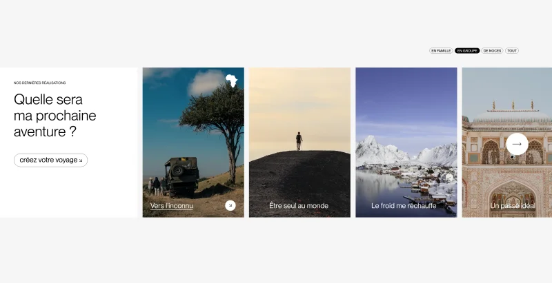 Site internet haut de gamme pour une agence de voyages de luxe, continents insolites, réalisé par notre agence web à Bruxelles