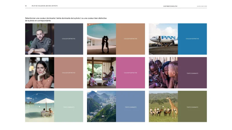 Charte graphique réalisée par notre graphiste pour l'identité visuelle de continents insolites
