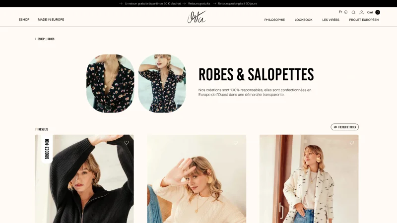 Eshop de luxe réalisé par notre agence spécialisée en UI/UX design à Bruxelles, pour Orta, une marque de vêtements qui allie fashion et responsable