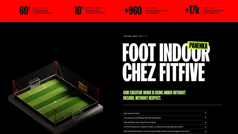 A masculine and sporty website created by our digital designers for the fitfive center in Brussels
