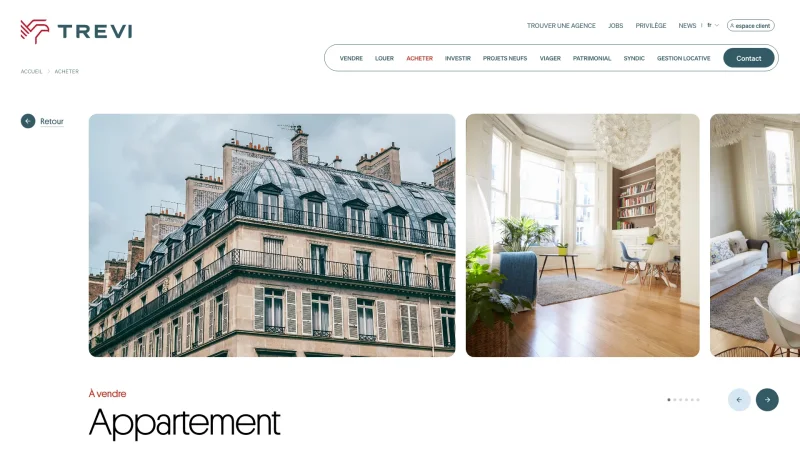 Tailor-made corporate website created by our digital agency in Brussels, for Trevi immobilier.