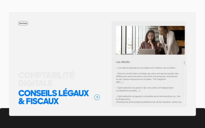 Tailor-made, high-end website created by our webdesign agency in Brussels, for Defaux Gestion.