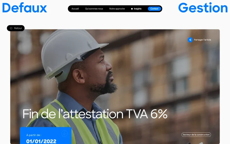 Clean, customized website created by our creative web agency in Brussels, for Defaux Gestion.