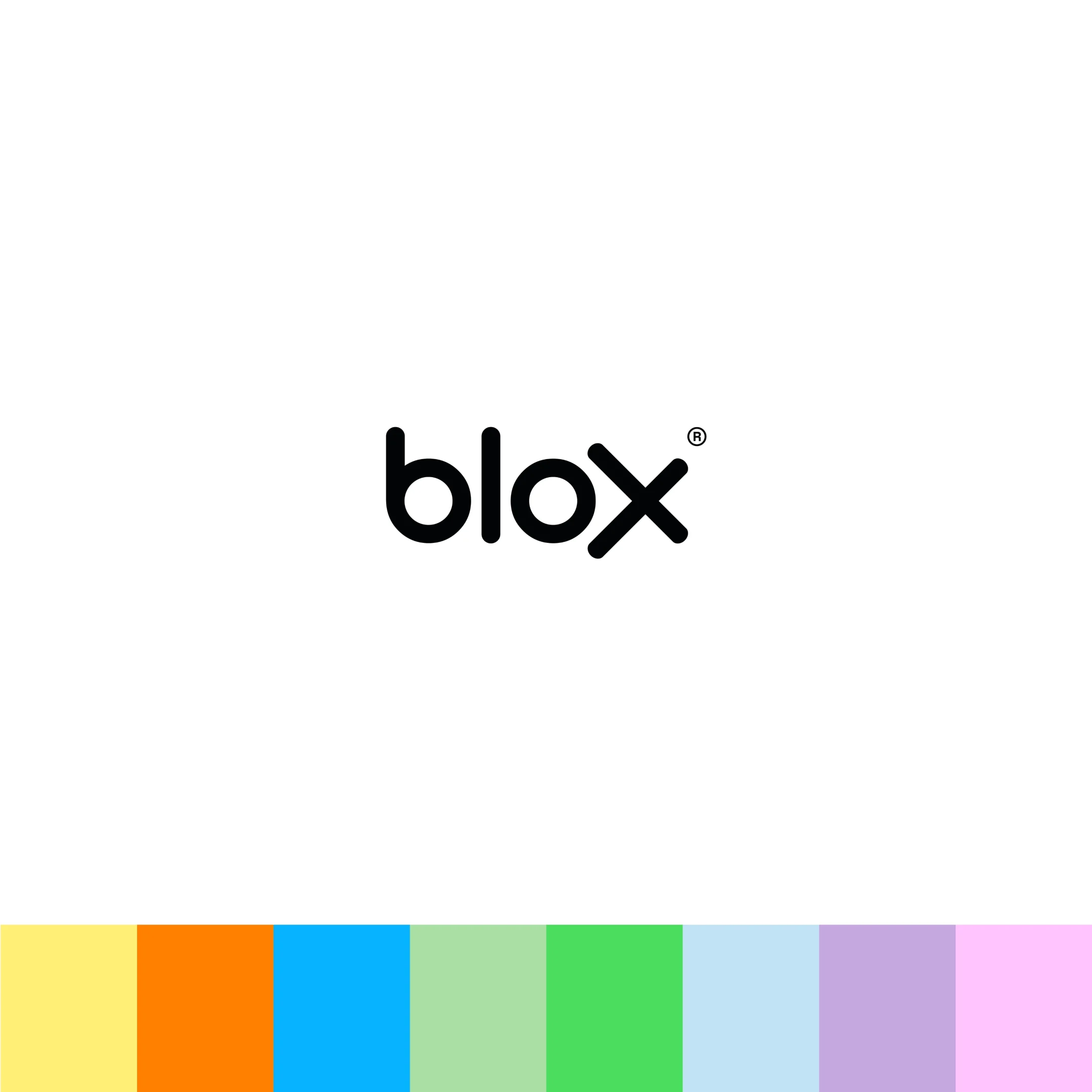 Visuel coloré reprenant les couleurs inclues dans la charte graphique réalisée pour Blox par nos experts en infographie